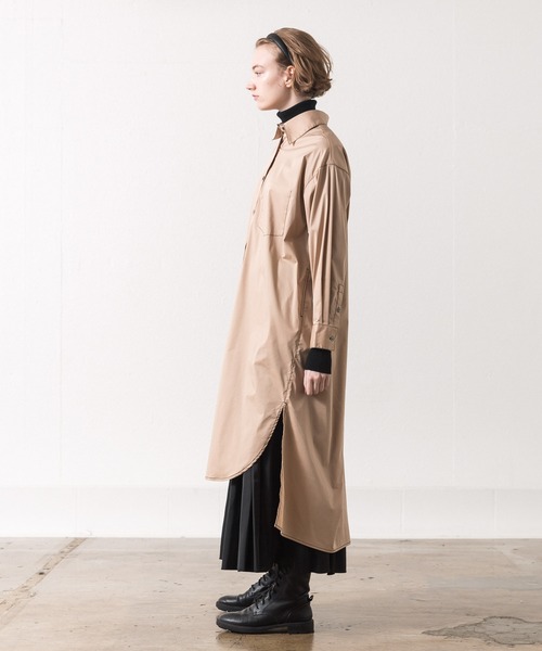 ALLUMER（アリュメール）の「N/Cツイルステッチワークシャツワンピース（シャツワンピース・レディース・ブラック/ベージュ・1）」の11枚目の写真