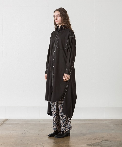 ALLUMER（アリュメール）の「N/Cツイルステッチワークシャツワンピース（シャツワンピース・レディース・ブラック/ベージュ・1）」の7枚目の写真