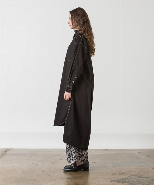 ALLUMER（アリュメール）の「N/Cツイルステッチワークシャツワンピース（シャツワンピース・レディース・ブラック/ベージュ・1）」の12枚目の写真