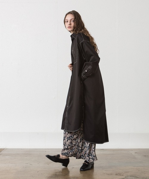 ALLUMER（アリュメール）の「N/Cツイルステッチワークシャツワンピース（シャツワンピース・レディース・ブラック/ベージュ・1）」の10枚目の写真