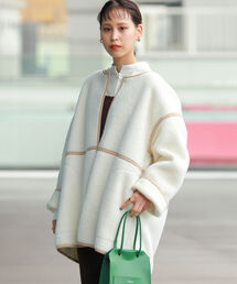 Ray BEAMS | Ray BEAMS / ボア パイピング ノーカラー ブルゾン(ノーカラージャケット)