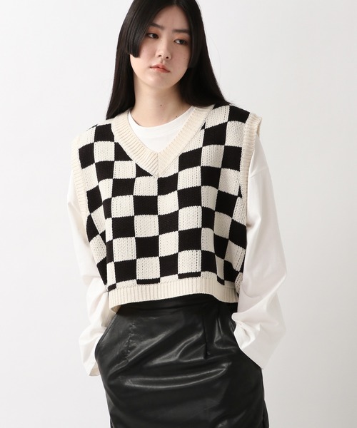 ALAND（エーランド）の「3.3Field Trip／チェッカーショートVEST　2256104（ベスト・レディース・ブラック/パープル・FREE）」の2枚目の写真