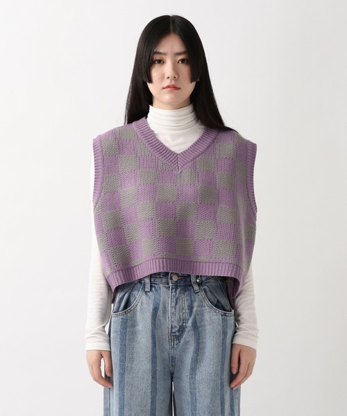 ALAND（エーランド）の「3.3Field Trip／チェッカーショートVEST　2256104（ベスト・レディース・ブラック/パープル・FREE）」の3枚目の写真