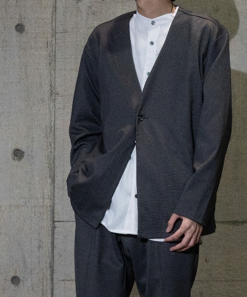 JOHN'S CLOSET(ジョンズクローゼット)の「【3】ROOT THREE MVSニットノーカラージャケット(テーラードジャケット・メンズ・ネイビー/グレー・MEDIUM/LARGE/X-LARGE)」の1枚目の写真