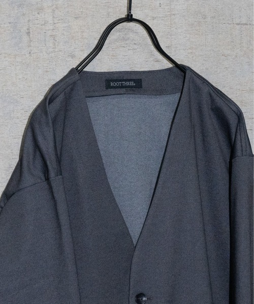 JOHN'S CLOSET(ジョンズクローゼット)の「【3】ROOT THREE MVSニットノーカラージャケット(テーラードジャケット・メンズ・ネイビー/グレー・MEDIUM/LARGE/X-LARGE)」の6枚目の写真
