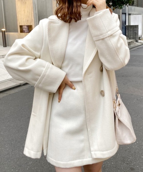 one after another NICE CLAUP(ワンアフターアナザーナイスクラップ)の「アソート柄のダブルジャケットコート(その他アウター・レディース・オフホワイト/グレー系その他/グリーン系その他・FREE)」の2枚目の写真