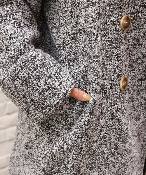 one after another NICE CLAUP(ワンアフターアナザーナイスクラップ)の「アソート柄のダブルジャケットコート(その他アウター・レディース・オフホワイト/グレー系その他/グリーン系その他・FREE)」の17枚目の写真