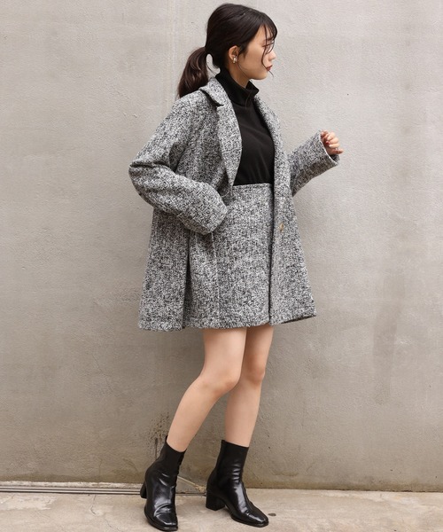 one after another NICE CLAUP(ワンアフターアナザーナイスクラップ)の「アソート柄のダブルジャケットコート(その他アウター・レディース・オフホワイト/グレー系その他/グリーン系その他・FREE)」の9枚目の写真