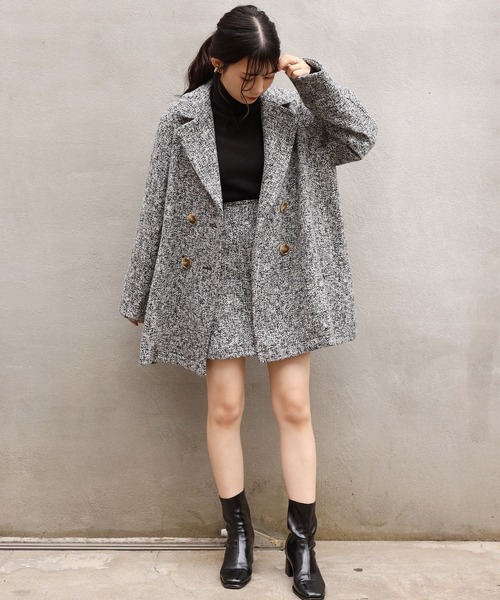 one after another NICE CLAUP(ワンアフターアナザーナイスクラップ)の「アソート柄のダブルジャケットコート(その他アウター・レディース・オフホワイト/グレー系その他/グリーン系その他・FREE)」の10枚目の写真