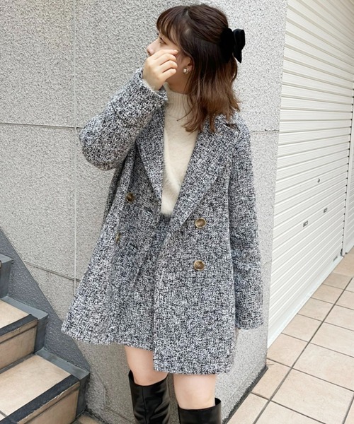 one after another NICE CLAUP(ワンアフターアナザーナイスクラップ)の「アソート柄のダブルジャケットコート(その他アウター・レディース・オフホワイト/グレー系その他/グリーン系その他・FREE)」の19枚目の写真