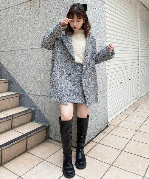 one after another NICE CLAUP(ワンアフターアナザーナイスクラップ)の「アソート柄のダブルジャケットコート(その他アウター・レディース・オフホワイト/グレー系その他/グリーン系その他・FREE)」の20枚目の写真