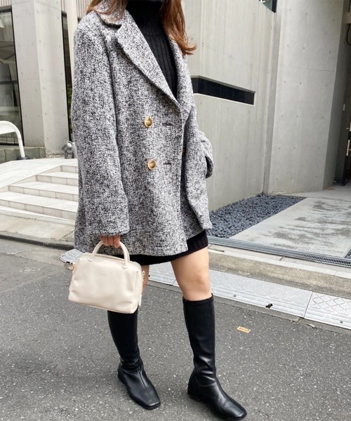 one after another NICE CLAUP(ワンアフターアナザーナイスクラップ)の「アソート柄のダブルジャケットコート(その他アウター・レディース・オフホワイト/グレー系その他/グリーン系その他・FREE)」の7枚目の写真