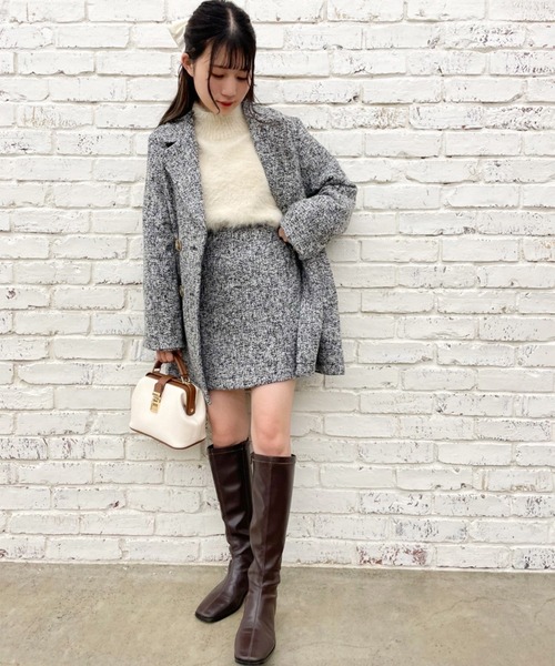 one after another NICE CLAUP(ワンアフターアナザーナイスクラップ)の「アソート柄のダブルジャケットコート(その他アウター・レディース・オフホワイト/グレー系その他/グリーン系その他・FREE)」の22枚目の写真