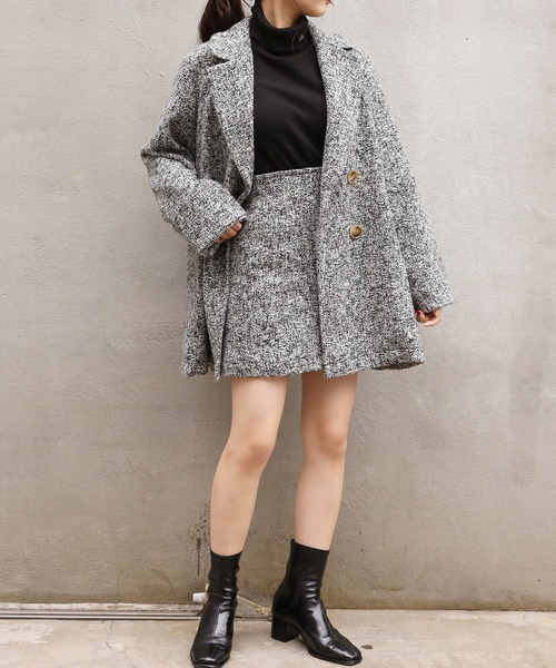 one after another NICE CLAUP(ワンアフターアナザーナイスクラップ)の「アソート柄のダブルジャケットコート(その他アウター・レディース・オフホワイト/グレー系その他/グリーン系その他・FREE)」の11枚目の写真