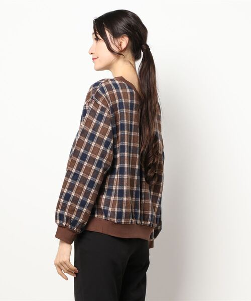 179/WG（イチナナキュウダブルジー）の「シャギーチェックプルオーバー【前後2WAY】（シャツ/ブラウス・レディース・ブラウン/ネイビー/オフホワイト・MEDIUM）」の5枚目の写真