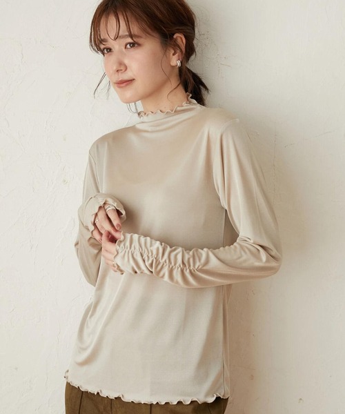 Sugar spoon（シュガースプーン）の「・SUGAR SPOON ソデシャーリングハイネック＊（Tシャツ/カットソー・レディース・ブラック/ベージュ/イエロー/アイボリー・FREE）」の3枚目の写真