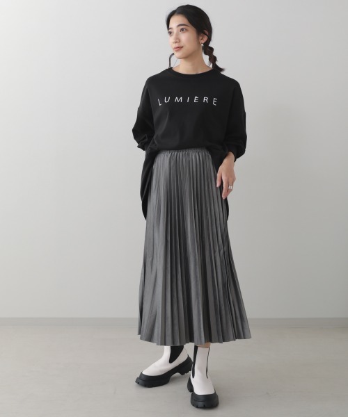 Bou Jeloud（ブージュルード）の「起毛プリーツロングスカート（スカート・レディース・グレー/オフホワイト/キャメル・38）」の9枚目の写真