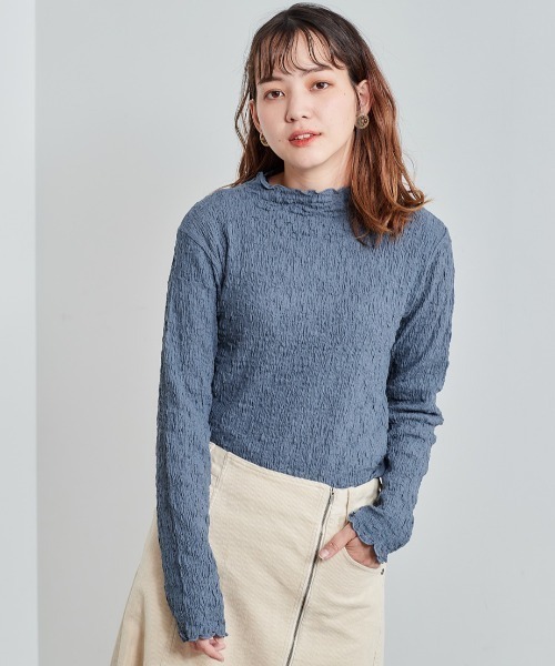 cepo(セポ)の「ランダムシャーリングロングスリーブ(Tシャツ/カットソー・レディース・ブラック/オフホワイト/ブルー・M)」の1枚目の写真