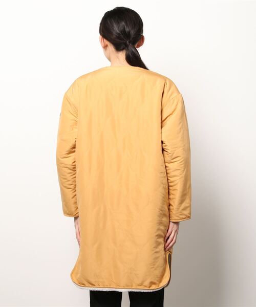 Slyde(スライド)の「【Slyde】REVERSIBLE LONG COAT(ノーカラーコート・レディース・ベージュ/オリーブ・SMALL/MEDIUM)」の8枚目の写真