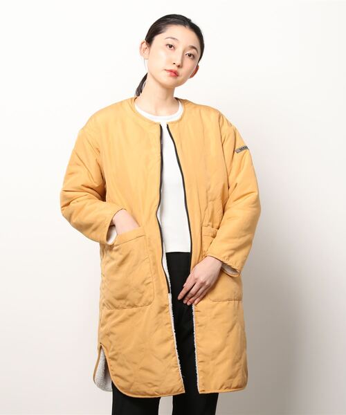 Slyde(スライド)の「【Slyde】REVERSIBLE LONG COAT(ノーカラーコート・レディース・ベージュ/オリーブ・SMALL/MEDIUM)」の5枚目の写真