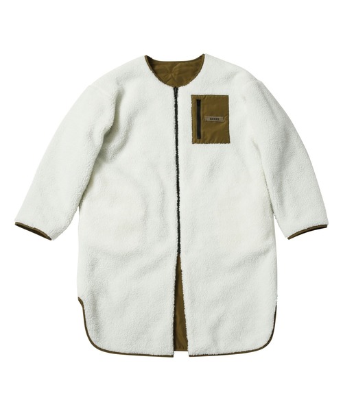 Slyde(スライド)の「【Slyde】REVERSIBLE LONG COAT(ノーカラーコート・レディース・ベージュ/オリーブ・SMALL/MEDIUM)」の4枚目の写真