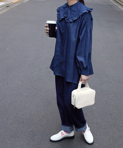 sweatshirt combi square shoulder／デニムリメイク（forksy