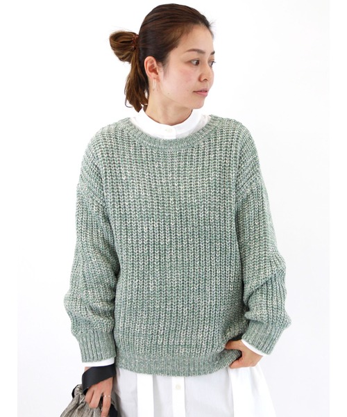 Lugnoncure（ルノンキュール）の「スラブ混ミックスヤーンニット（ニット/セーター・レディース・オレンジ/ミント/チャコール・ﾌﾘ-）」の2枚目の写真