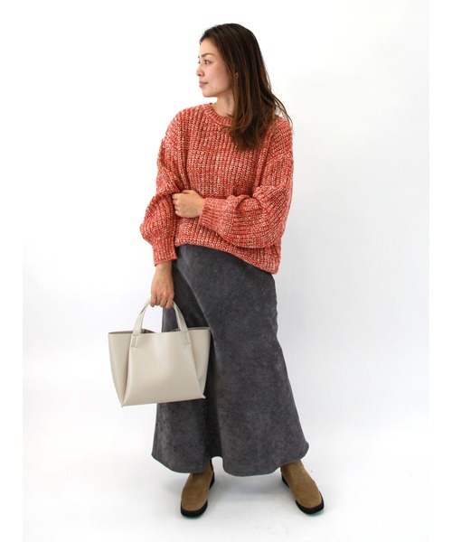 Lugnoncure（ルノンキュール）の「スラブ混ミックスヤーンニット（ニット/セーター・レディース・オレンジ/ミント/チャコール・ﾌﾘ-）」の11枚目の写真