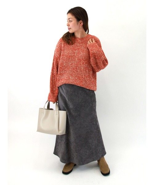 Lugnoncure（ルノンキュール）の「スラブ混ミックスヤーンニット（ニット/セーター・レディース・オレンジ/ミント/チャコール・ﾌﾘ-）」の12枚目の写真