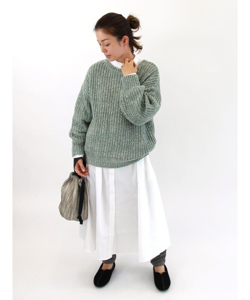 Lugnoncure（ルノンキュール）の「スラブ混ミックスヤーンニット（ニット/セーター・レディース・オレンジ/ミント/チャコール・ﾌﾘ-）」の13枚目の写真