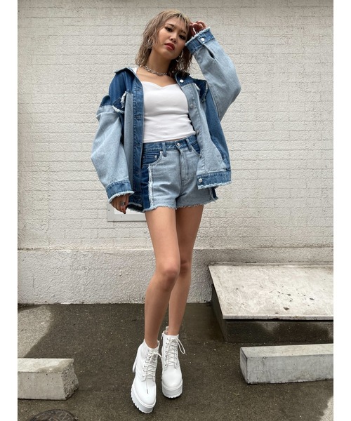 EGOIST(エゴイスト)の「パネル切替デニムジャケット(デニムジャケット・レディース・マルチ・FREE)」の7枚目の写真