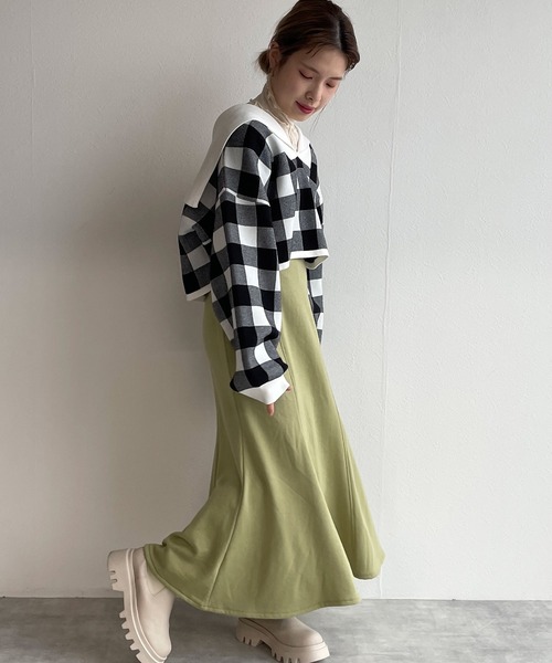 w closet（ダブルクローゼット）の「スウェットマーメイドスカート（スカート・レディース・トップグレー/アイボリー/ライトグリーン/ブラック・FREE）」の12枚目の写真