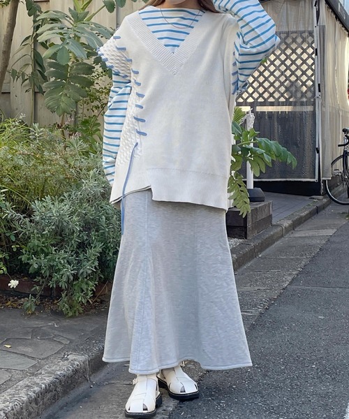 w closet（ダブルクローゼット）の「スウェットマーメイドスカート（スカート・レディース・トップグレー/アイボリー/ライトグリーン/ブラック・FREE）」の18枚目の写真