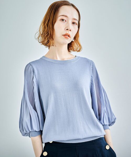 le.coeur blanc（ルクールブラン）の「シフォンプリーツニット（ニット/セーター・レディース・グレイッシュベージュ/ブルー/ブラック・38）」の13枚目の写真