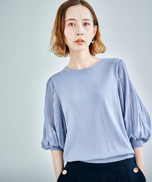 le.coeur blanc（ルクールブラン）の「シフォンプリーツニット（ニット/セーター・レディース・グレイッシュベージュ/ブルー/ブラック・38）」の14枚目の写真