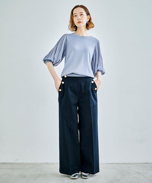 le.coeur blanc（ルクールブラン）の「シフォンプリーツニット（ニット/セーター・レディース・グレイッシュベージュ/ブルー/ブラック・38）」の15枚目の写真