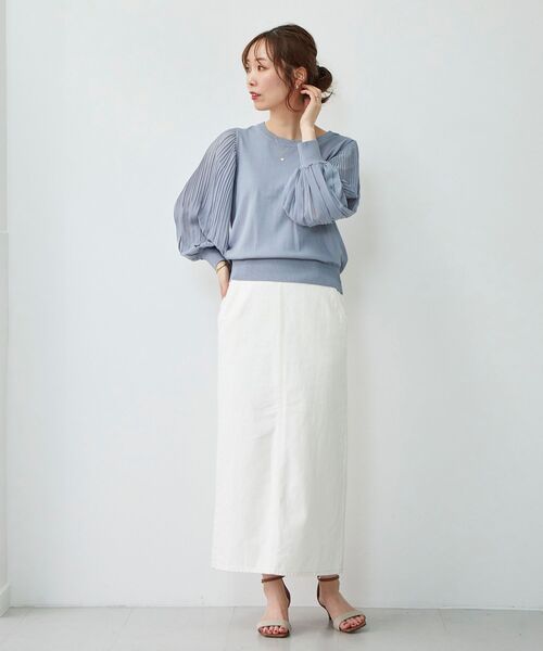 le.coeur blanc（ルクールブラン）の「シフォンプリーツニット（ニット/セーター・レディース・グレイッシュベージュ/ブルー/ブラック・38）」の21枚目の写真