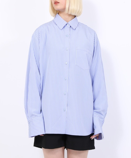 PUNYUS（プニュズ）の「ロングカフスストライプシャツ（シャツ/ブラウス・レディース・ベージュ系その他/ブルー系その他・1/2/4/3）」の2枚目の写真