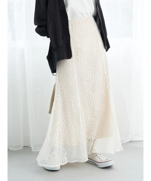 earth music&ecology（アースミュージックアンドエコロジー）の「切り替えマーメイドレーススカート（スカート・レディース・ブラック/オフホワイト/イエロー・FREE）」の13枚目の写真