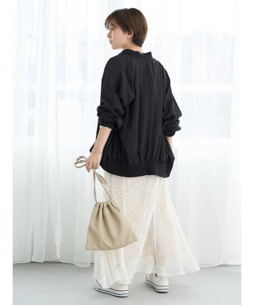 earth music&ecology（アースミュージックアンドエコロジー）の「切り替えマーメイドレーススカート（スカート・レディース・ブラック/オフホワイト/イエロー・FREE）」の18枚目の写真