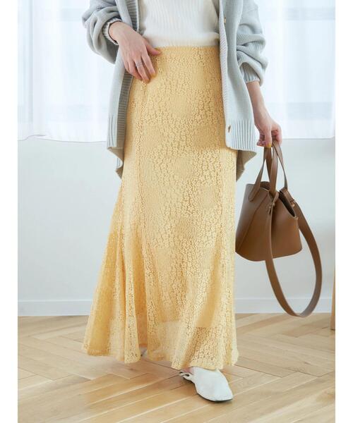 earth music&ecology（アースミュージックアンドエコロジー）の「切り替えマーメイドレーススカート（スカート・レディース・ブラック/オフホワイト/イエロー・FREE）」の20枚目の写真