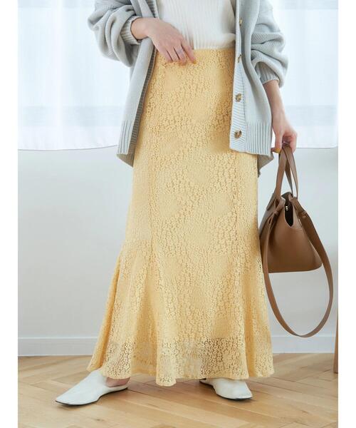 earth music&ecology（アースミュージックアンドエコロジー）の「切り替えマーメイドレーススカート（スカート・レディース・ブラック/オフホワイト/イエロー・FREE）」の21枚目の写真