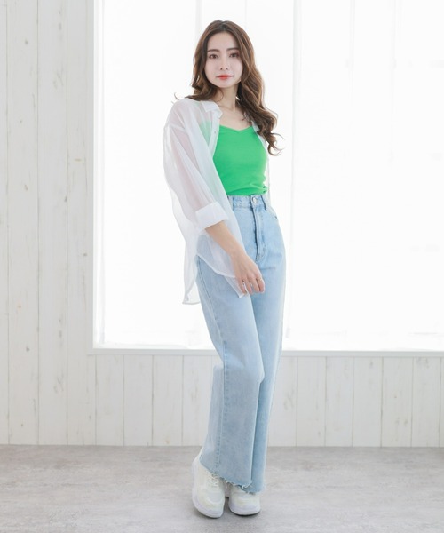 clear（クリア）の「リブキャミソール（Tシャツ/カットソー・レディース・ブラック/オフホワイト/ピンク/ミント/モカ/ライトベージュ/グレイッシュベージュ/グリーン・F）」の15枚目の写真