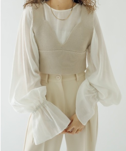 mystic(ミスティック)の「ニットビスチェ(ベスト・レディース・ブラック/ベージュ/オフホワイト・FREE)」の3枚目の写真