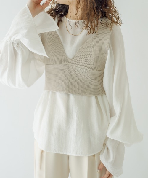 mystic(ミスティック)の「ニットビスチェ(ベスト・レディース・ブラック/ベージュ/オフホワイト・FREE)」の9枚目の写真