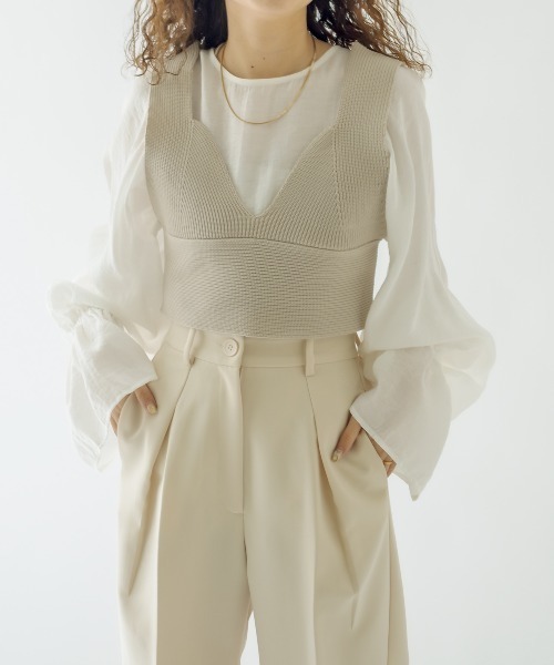 mystic(ミスティック)の「ニットビスチェ(ベスト・レディース・ブラック/ベージュ/オフホワイト・FREE)」の10枚目の写真