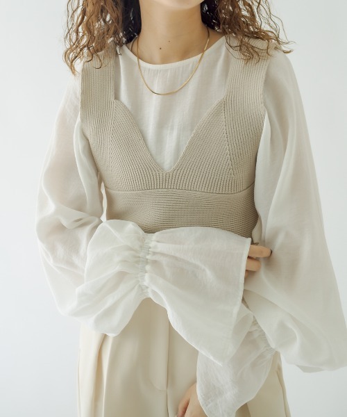 mystic(ミスティック)の「ニットビスチェ(ベスト・レディース・ブラック/ベージュ/オフホワイト・FREE)」の8枚目の写真