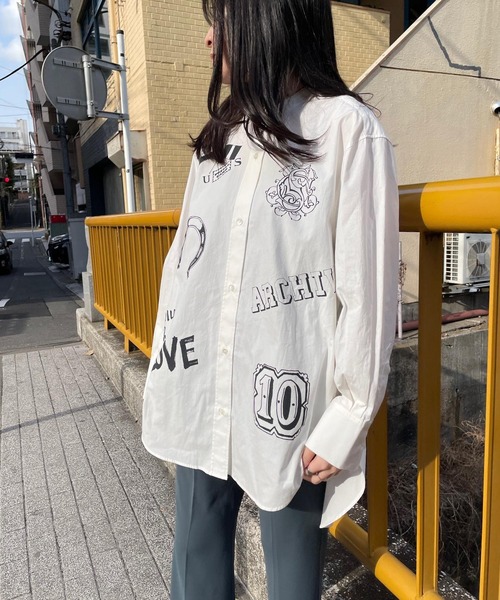 JUGLANS(ユグランス)の「☆ 【CHIGNON】10annivプリントシャツ 1621-055,1621-056(シャツ/ブラウス・レディース・ホワイト/ブルー・FREE)」の8枚目の写真