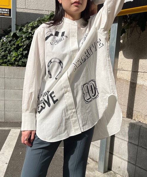 JUGLANS(ユグランス)の「☆ 【CHIGNON】10annivプリントシャツ 1621-055,1621-056(シャツ/ブラウス・レディース・ホワイト/ブルー・FREE)」の10枚目の写真