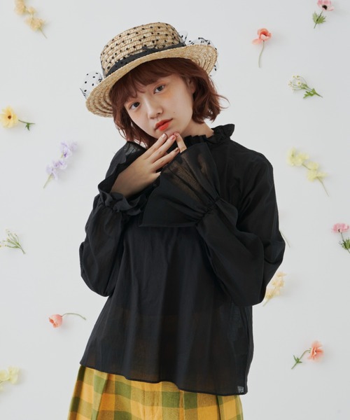 MERLOT（メルロー）の「フリフリブラウス（シャツ/ブラウス・レディース・ホワイト/ブラック・FREE）」の4枚目の写真